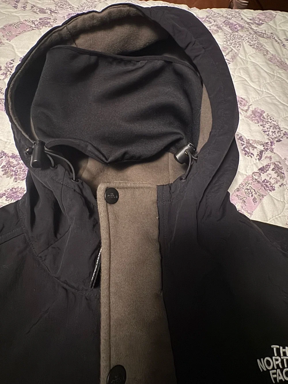 The North Face Olive Green & Black Hooded Windbreaker Jacket